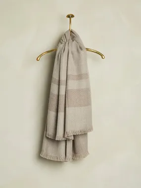 Striped Baby Alpaca Scarf - Taupe
