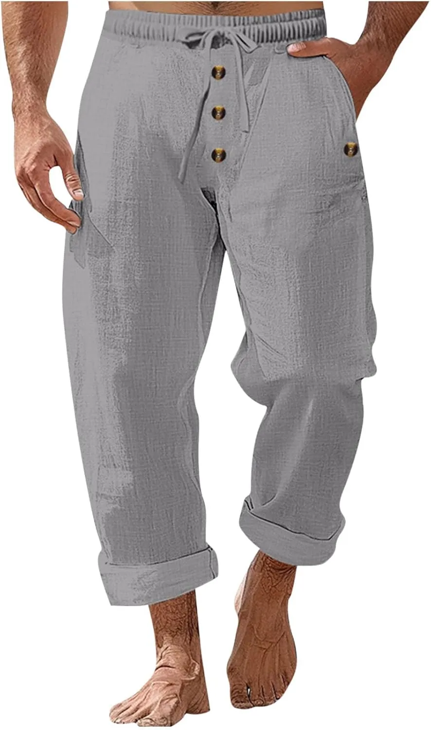 Summer Pants for Men 2025 Elastic Waist Drawstring Lightweight Casual Beach Pant Loose Fit Breathable Lounge Trousers