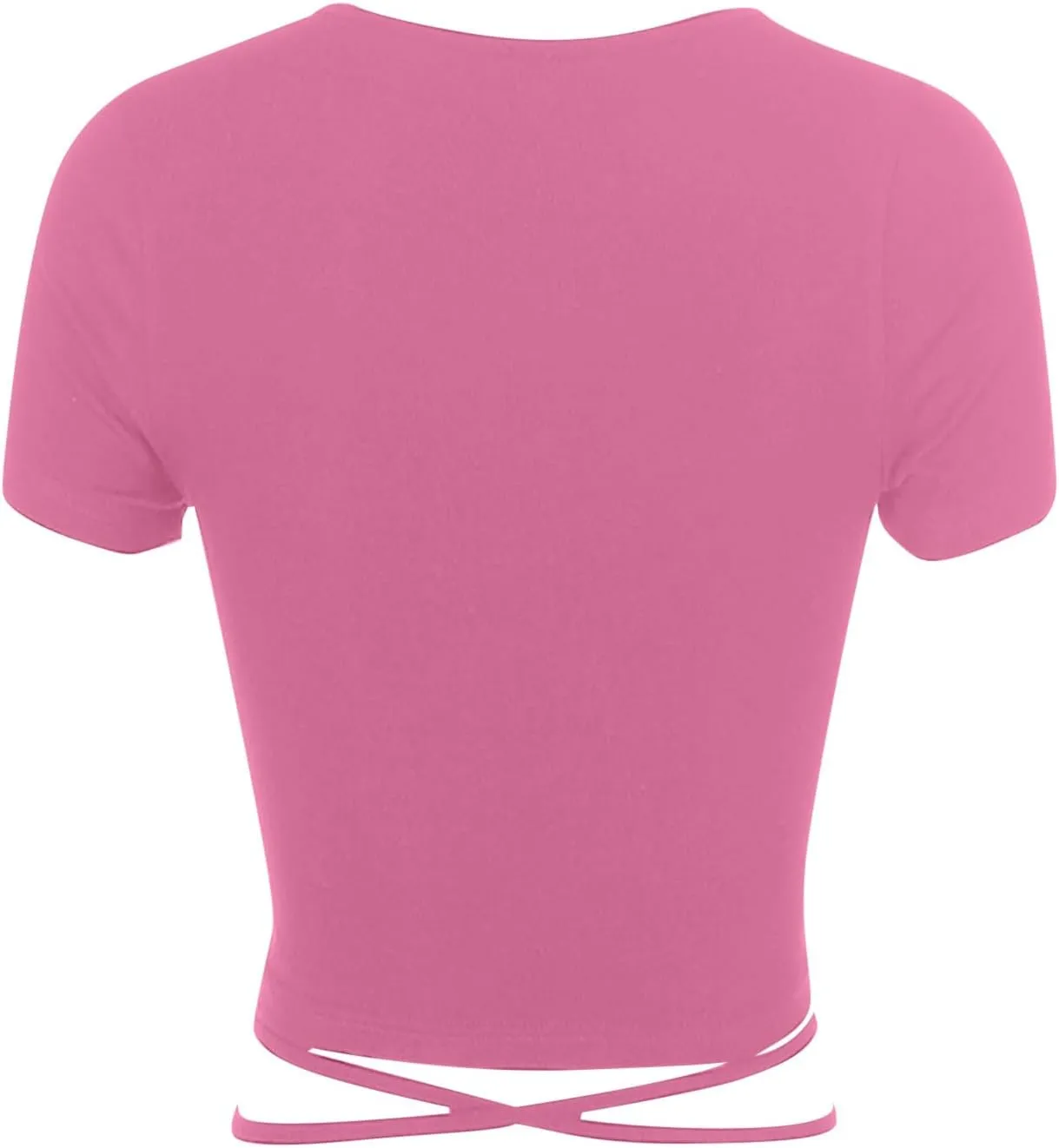Summer Women's Sexy Wrap V Neck Short Sleeve Shirts Slim Fit Criss Cross Tie Front Crop Tops Going Out Tee