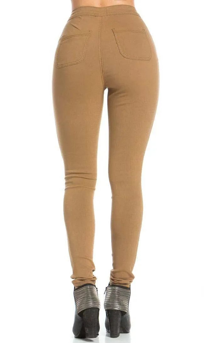 Super High Waisted Stretchy Skinny Jeans (S-3XL) - Mocha