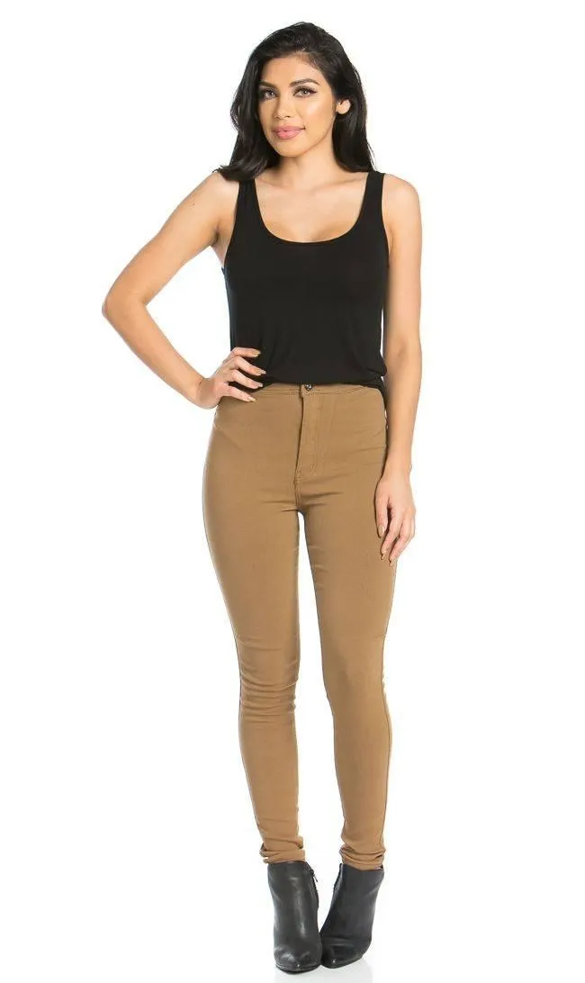 Super High Waisted Stretchy Skinny Jeans (S-3XL) - Mocha