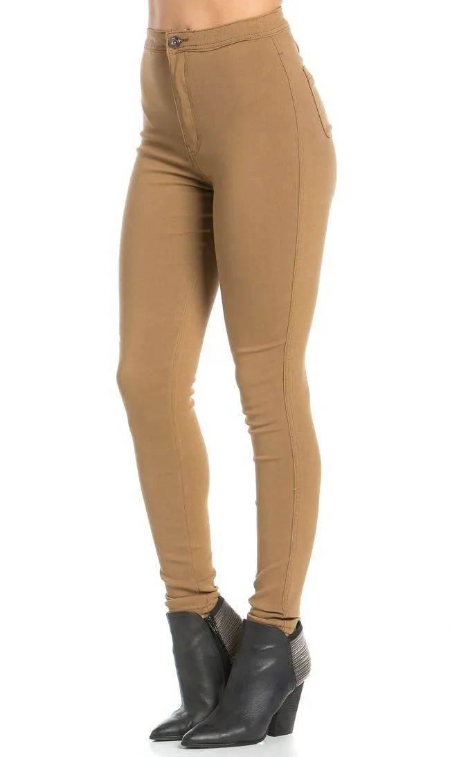 Super High Waisted Stretchy Skinny Jeans (S-3XL) - Mocha