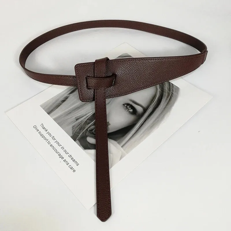 Timeless Knot Leather Belt - For Women High Quality Knot Soft Pu Leather Long Waistband Female Waist Wide Coat Corset Belt Cummerbunds