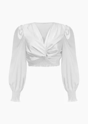 Twisted Front V-Neck Blouse