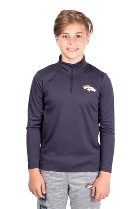 Ultra Game NFL Official Youth Super Soft Quarter Zip Long Sleeve T-Shirt Denver Broncos|Denver Broncos