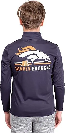 Ultra Game NFL Official Youth Super Soft Quarter Zip Long Sleeve T-Shirt Denver Broncos|Denver Broncos