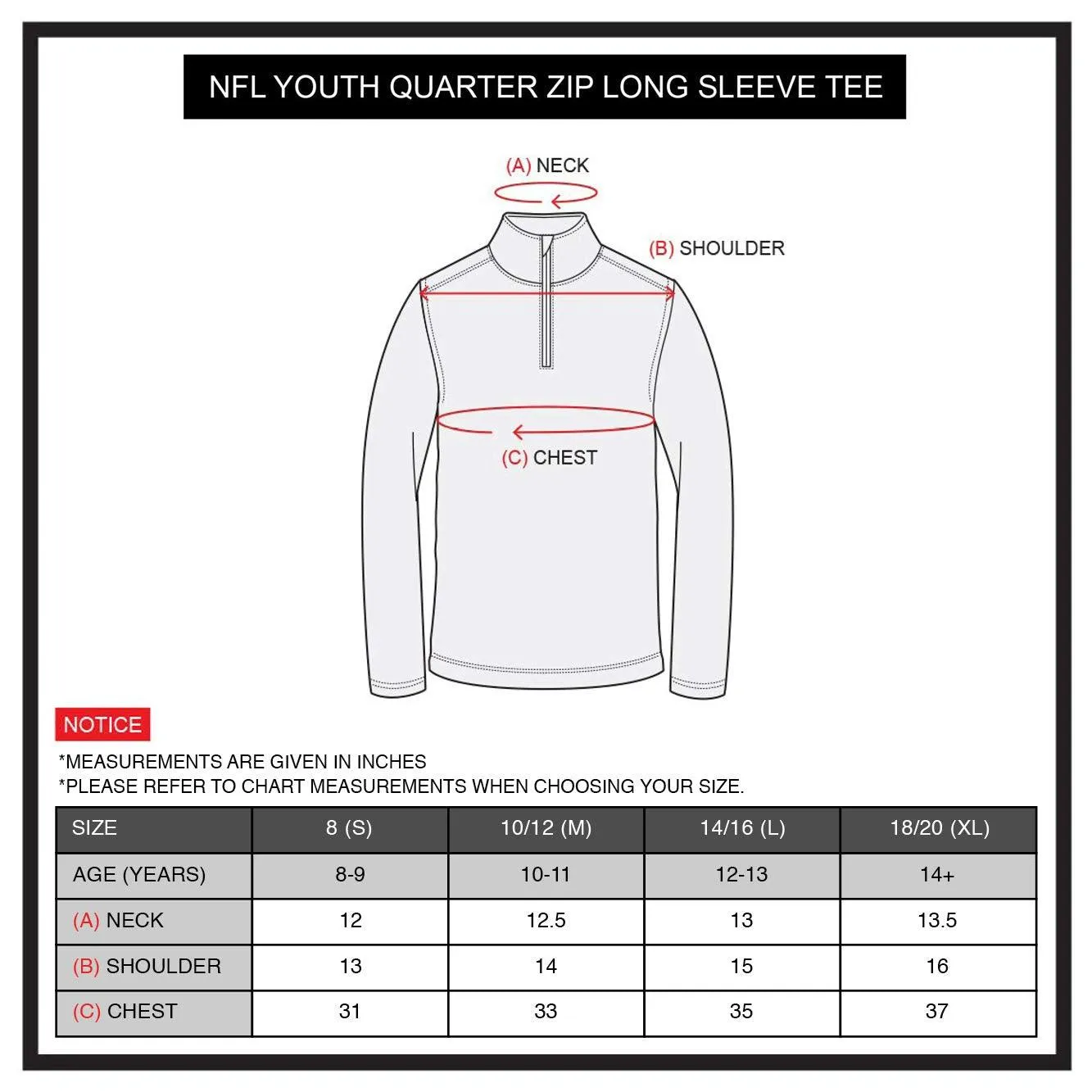 Ultra Game NFL Official Youth Super Soft Quarter Zip Long Sleeve T-Shirt Denver Broncos|Denver Broncos
