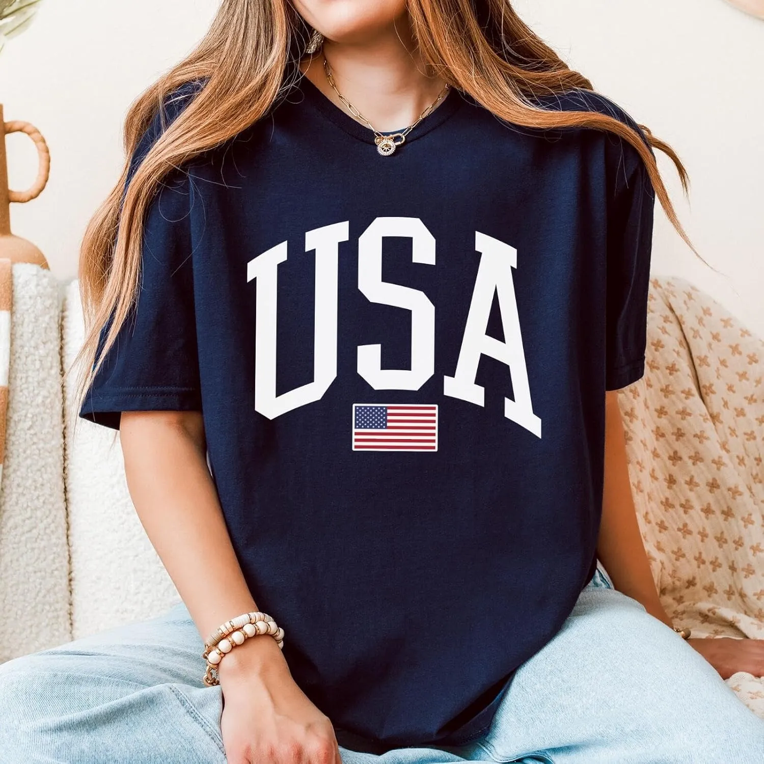 USA Graphic T-Shirt for Men & Women  4th of July Patriotic American Flag Tee  Soft Cotton Casual Shirt