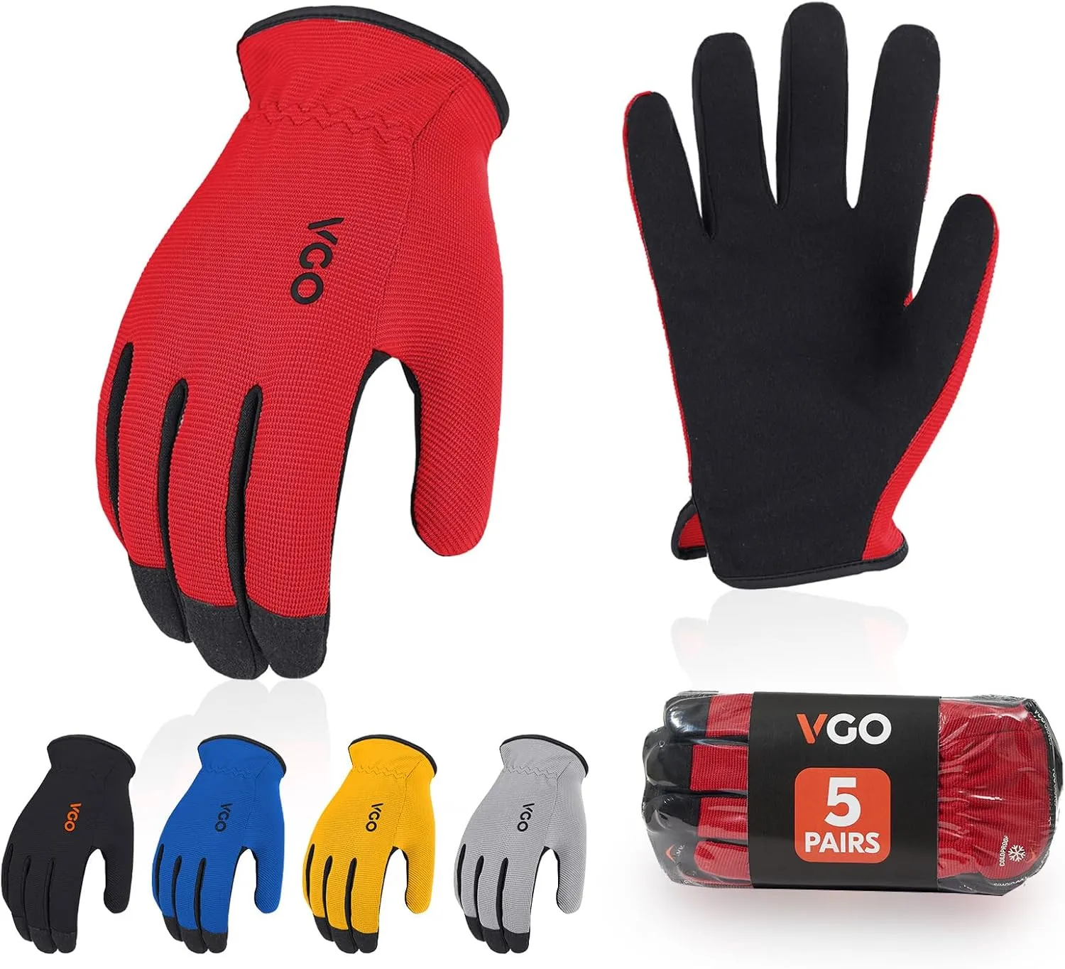 Vgo... 5-Pairs High Performance Safety Work Gloves For Men Women,Light Duty Gloves,High Dexterity,Value Pack (AL8736)