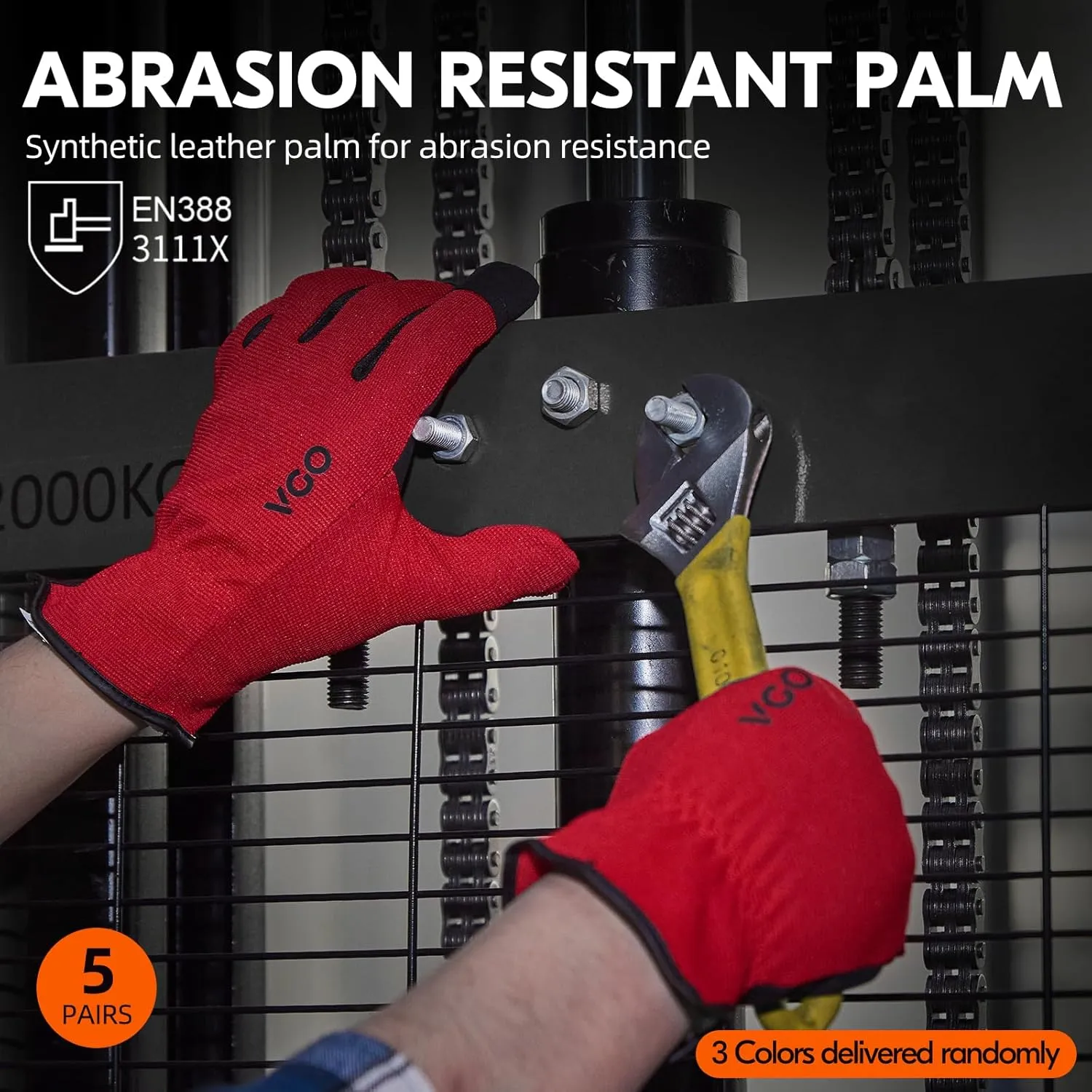 Vgo... 5-Pairs High Performance Safety Work Gloves For Men Women,Light Duty Gloves,High Dexterity,Value Pack (AL8736)