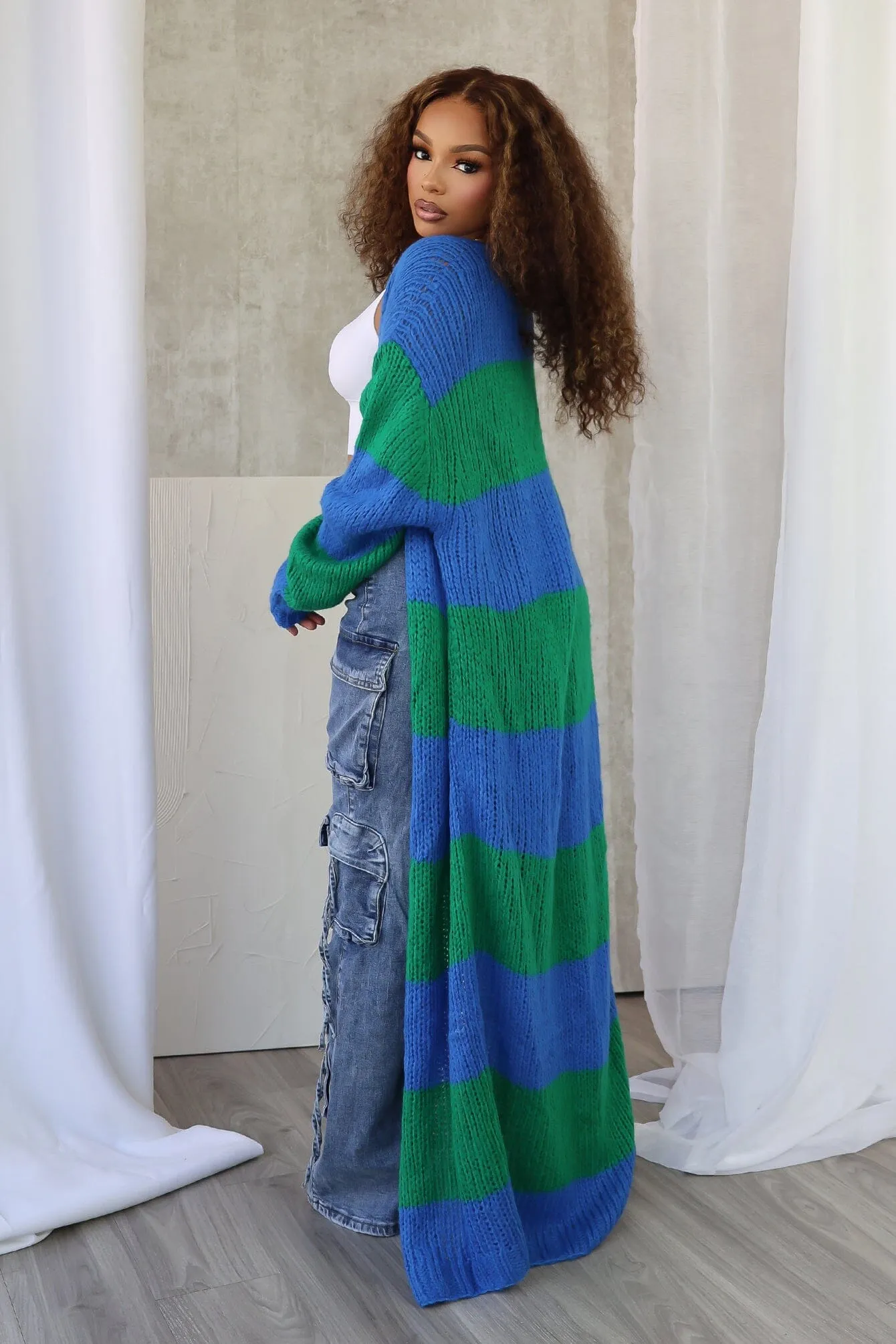 Vivid Dream Color Block Long Cardigan