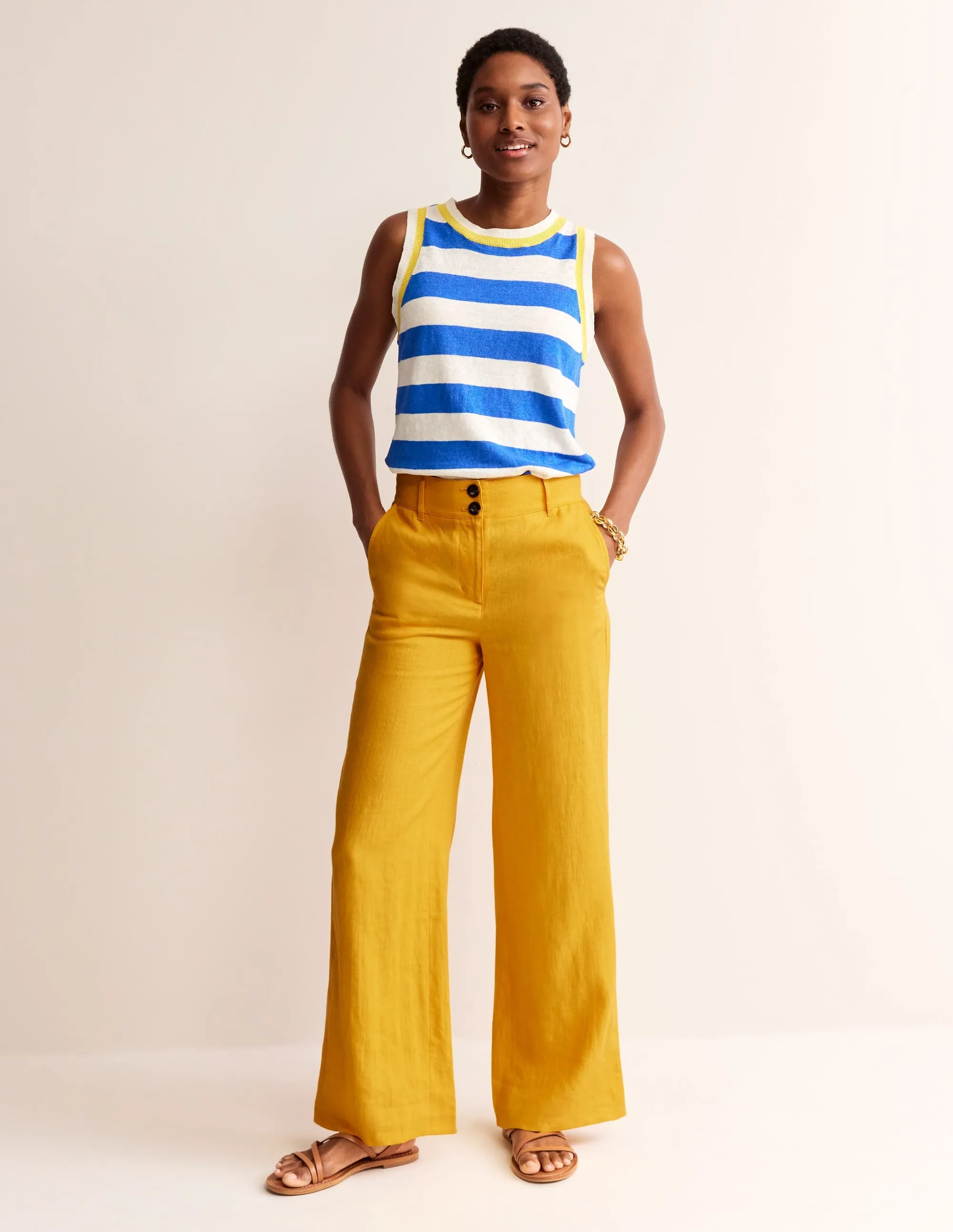 Westbourne Linen Trousers-Artisan Gold