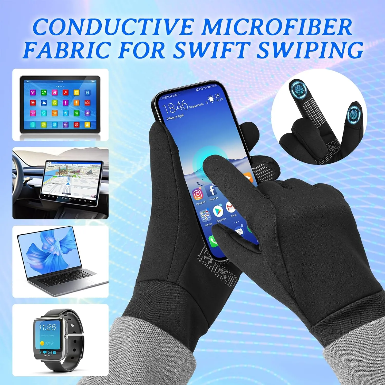 Winter Gloves Men Women: Warm Touch Screen Thermal Sports Gloves for Running Cycling