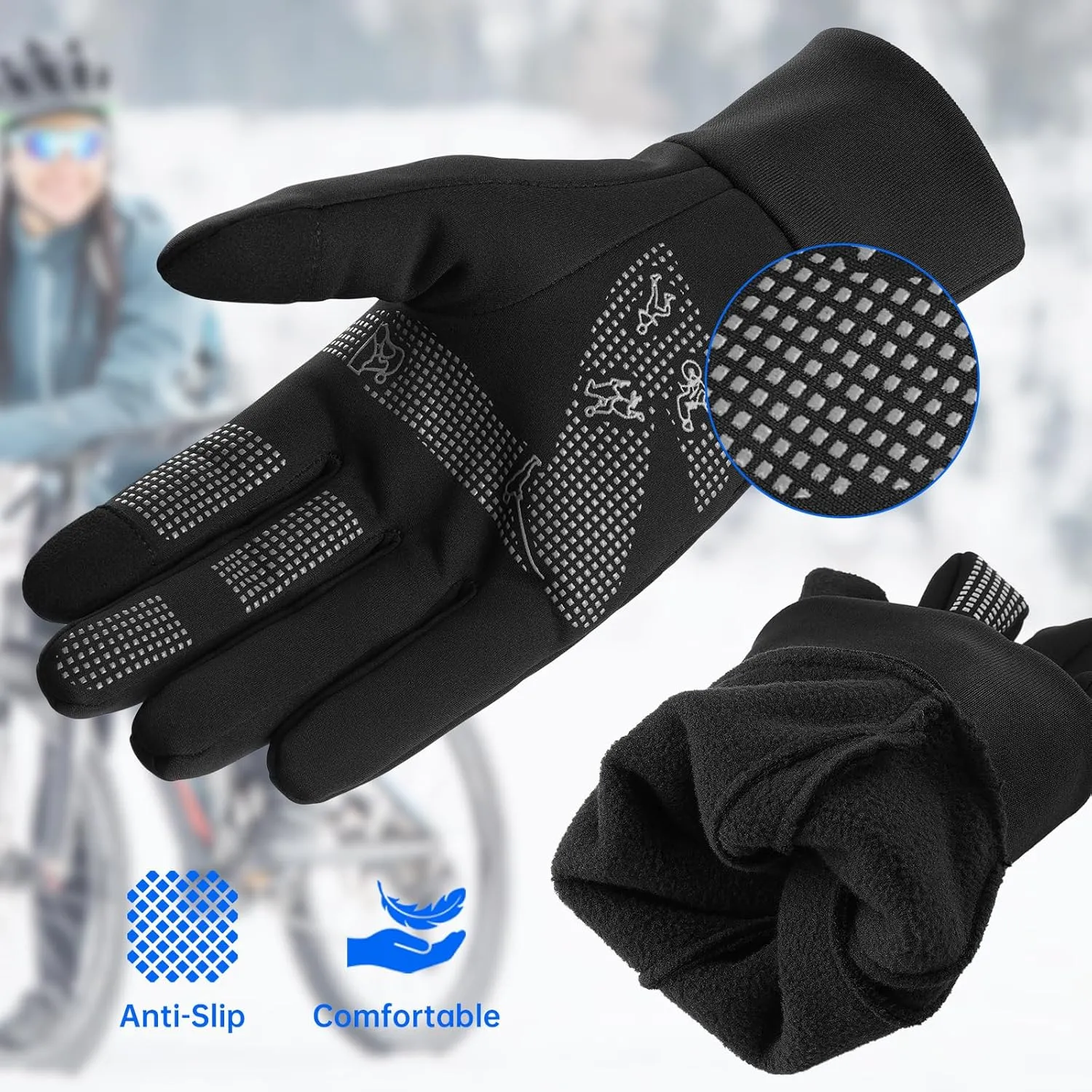 Winter Gloves Men Women: Warm Touch Screen Thermal Sports Gloves for Running Cycling