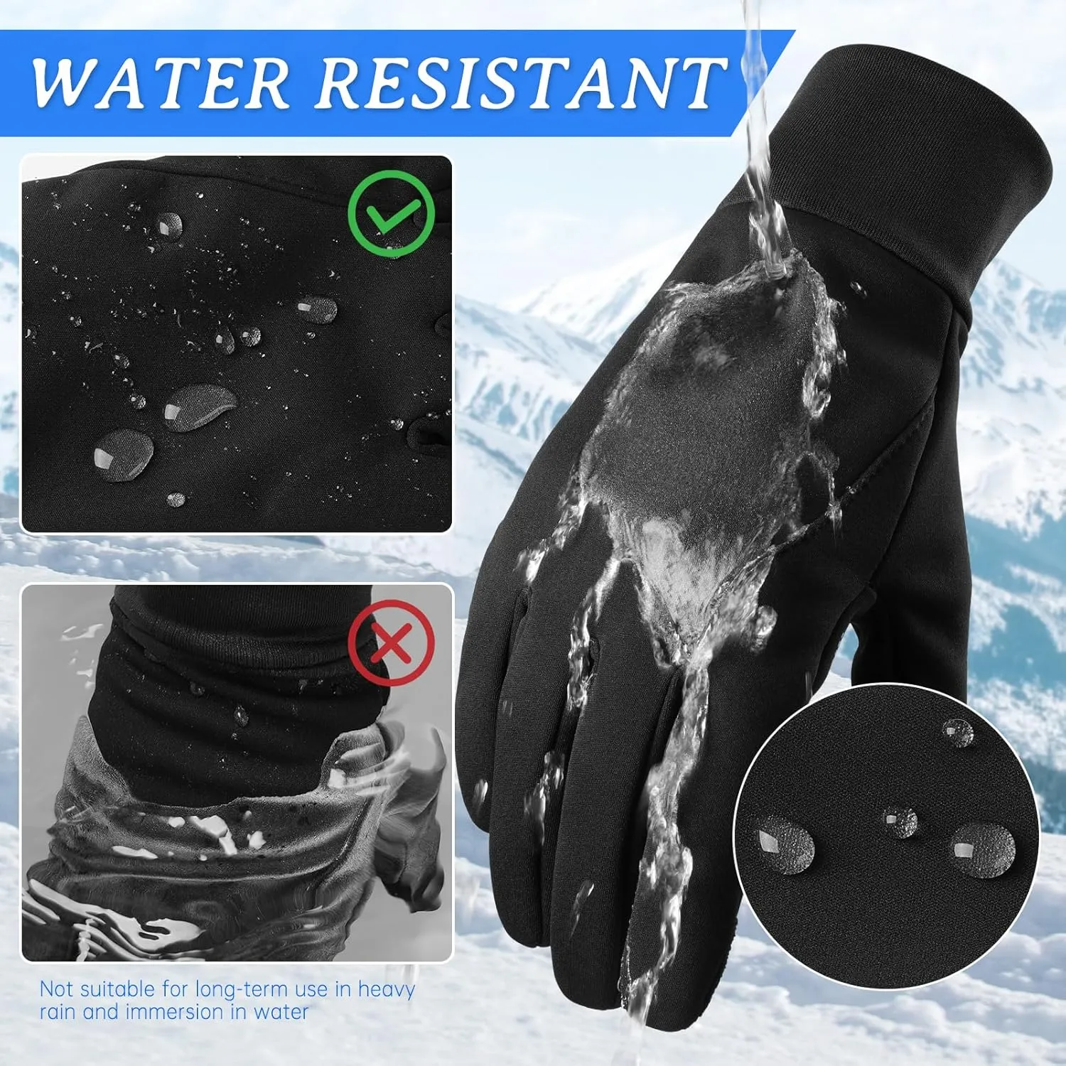 Winter Gloves Men Women: Warm Touch Screen Thermal Sports Gloves for Running Cycling