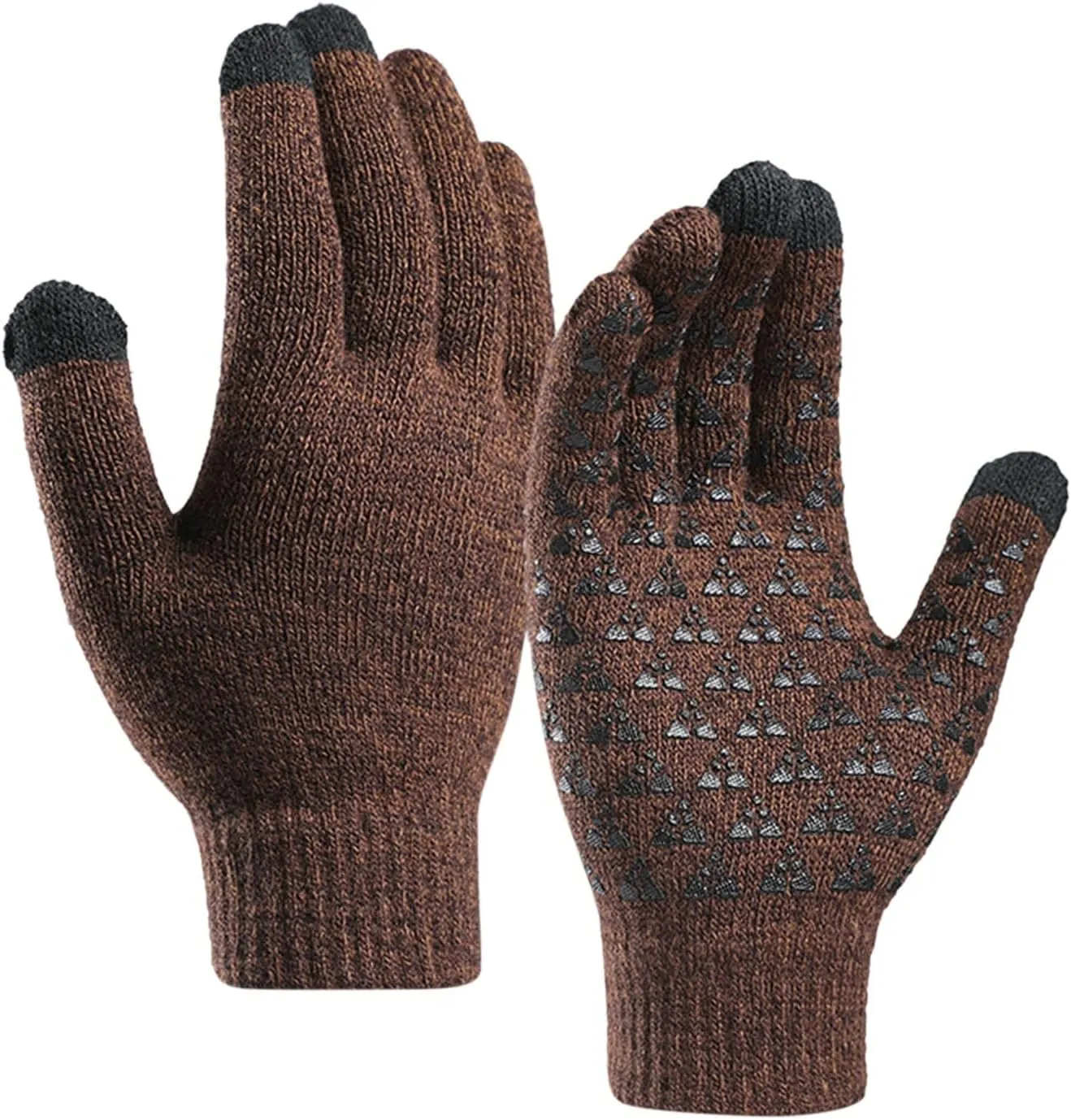 Winter Gloves Men,Full Fingers Touch Screen Thermal Knit Lining Knit Gloves for Driving Kids Hiking Cold Weather