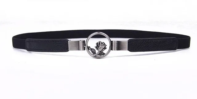 Women Elastic belt HOT black Waistband wide Elegant gold buckle Cummerbunds for women