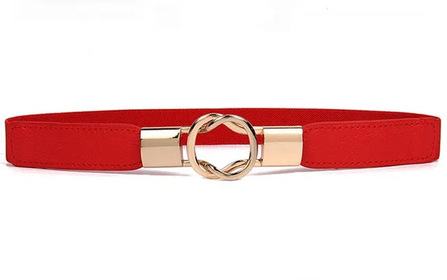 Women Elastic belt HOT black Waistband wide Elegant gold buckle Cummerbunds for women