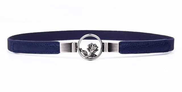 Women Elastic belt HOT black Waistband wide Elegant gold buckle Cummerbunds for women