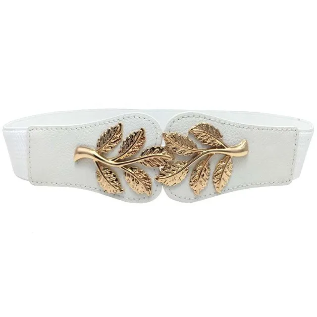 Women Elastic belt HOT black Waistband wide Elegant gold buckle Cummerbunds for women
