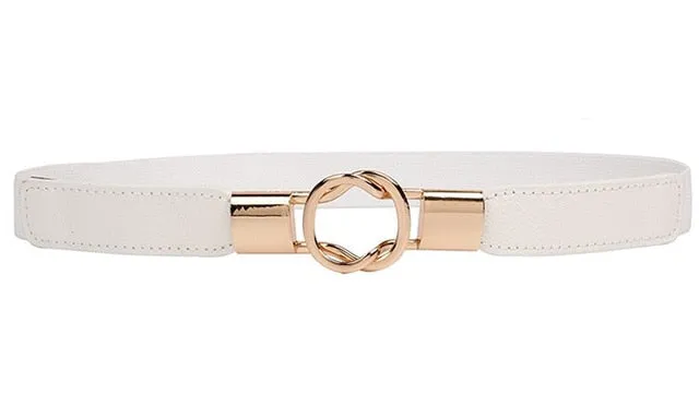 Women Elastic belt HOT black Waistband wide Elegant gold buckle Cummerbunds for women