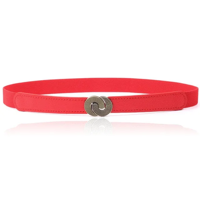 Women Elastic belt HOT black Waistband wide Elegant gold buckle Cummerbunds for women