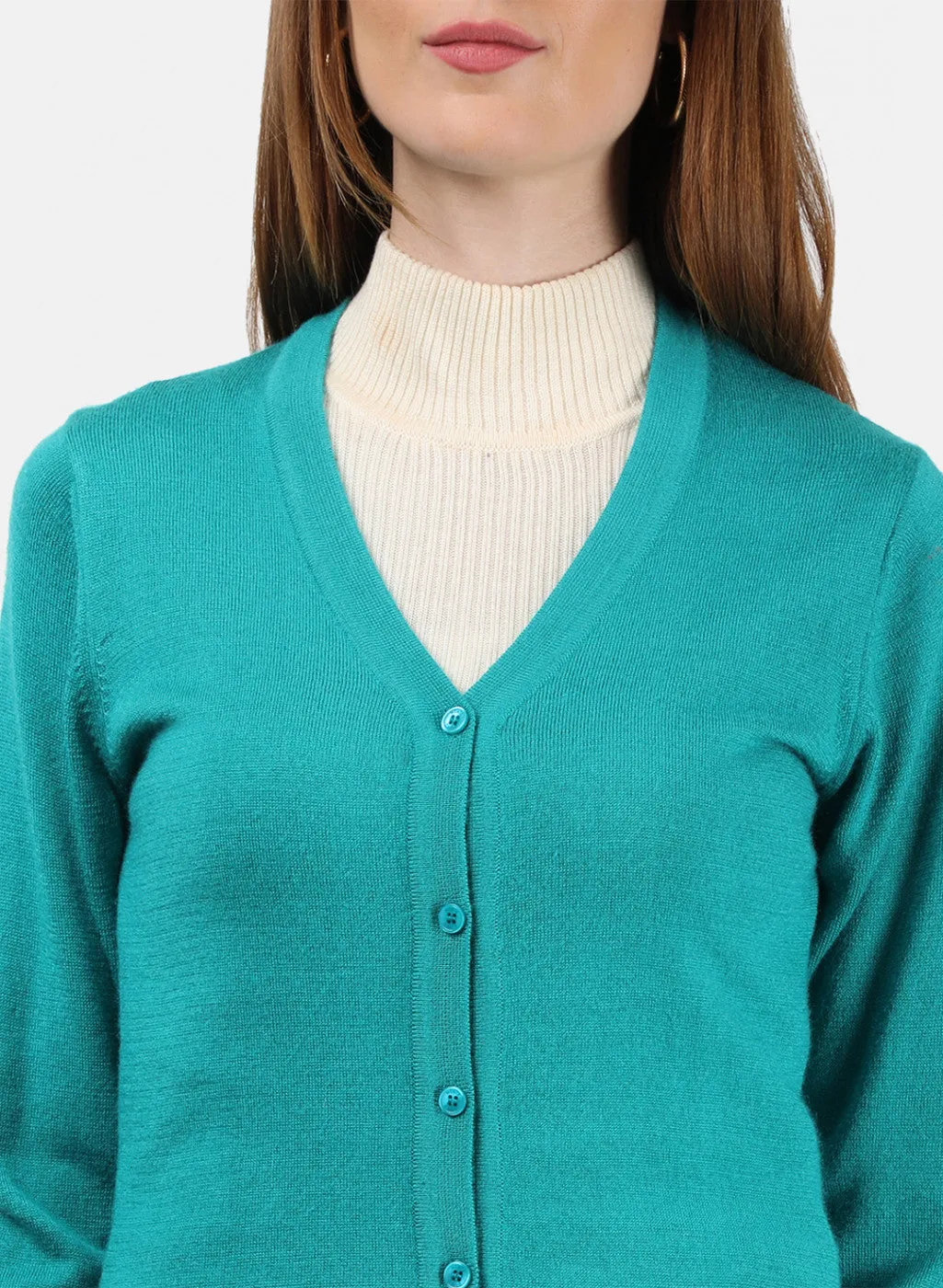 Women Light Green Solid Cardigan