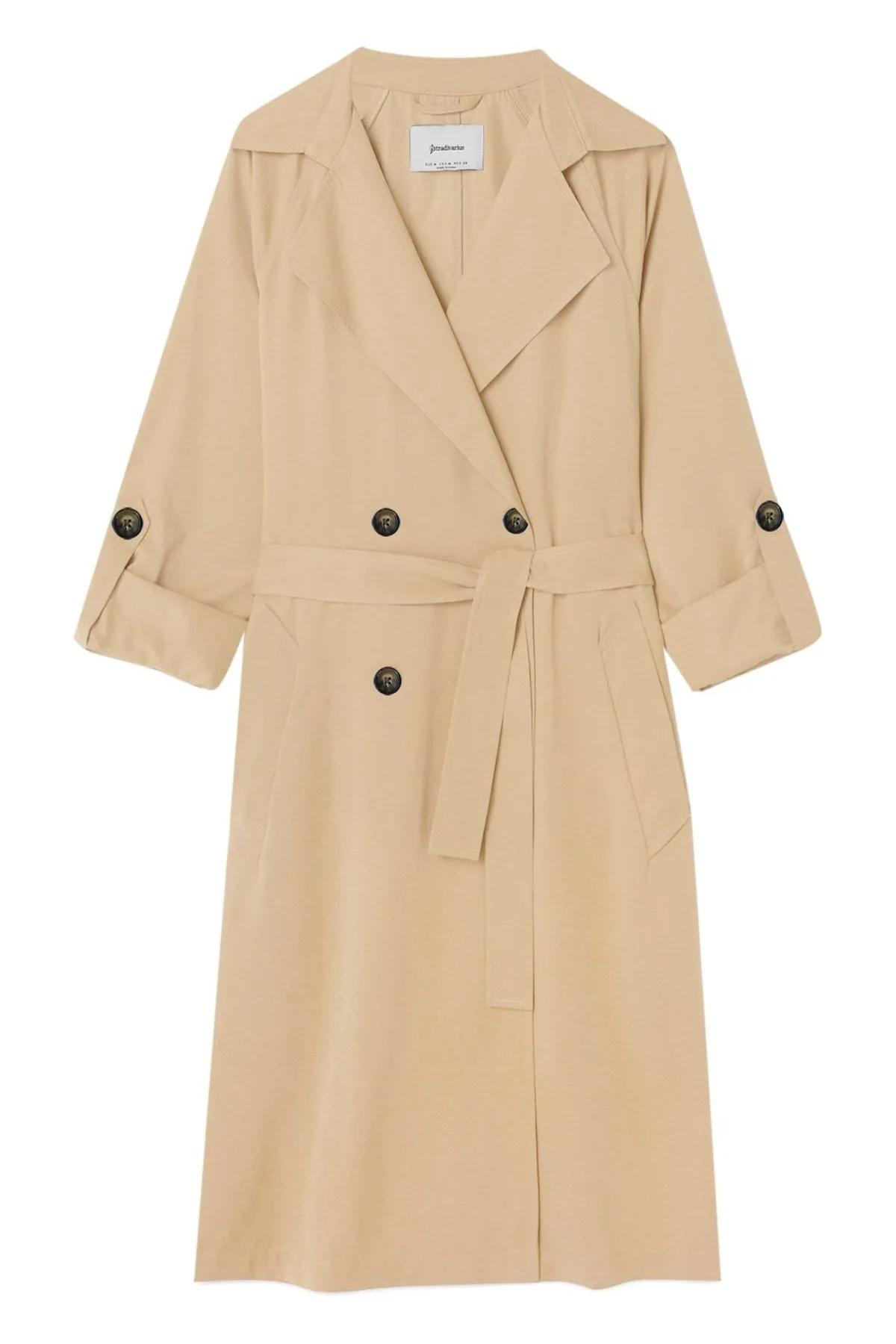Women-s Cream Long Flowy Trench Coat