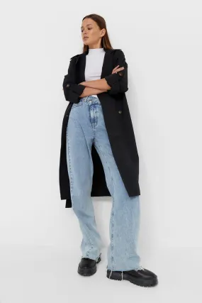 Women-s Cream Long Flowy Trench Coat