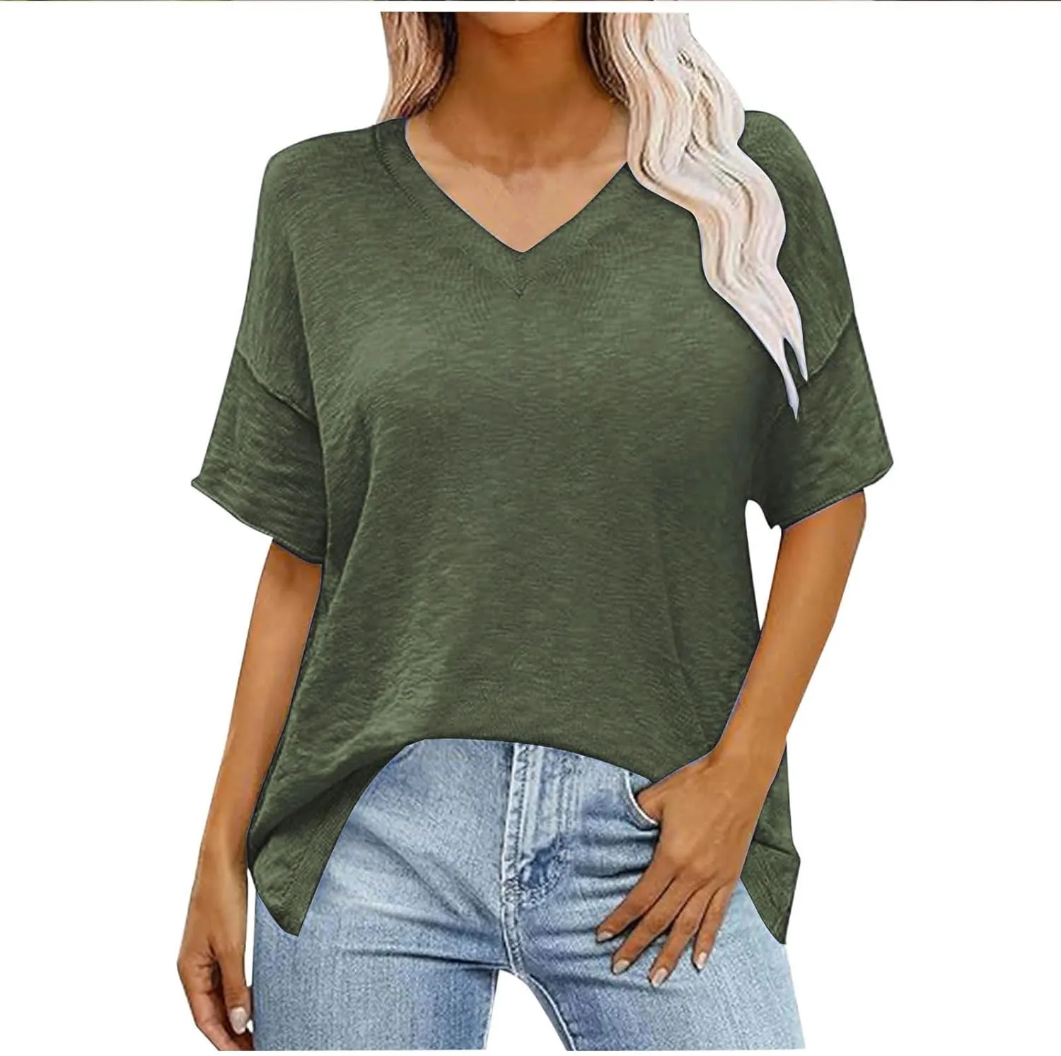 Women Summer Pullover Top for Leggings Oversized Short Sleeve Drop Shoulder Casual T-Shirts Trendy Tees 2025