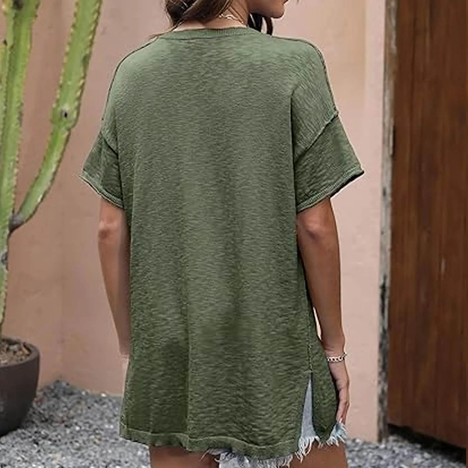 Women Summer Pullover Top for Leggings Oversized Short Sleeve Drop Shoulder Casual T-Shirts Trendy Tees 2025