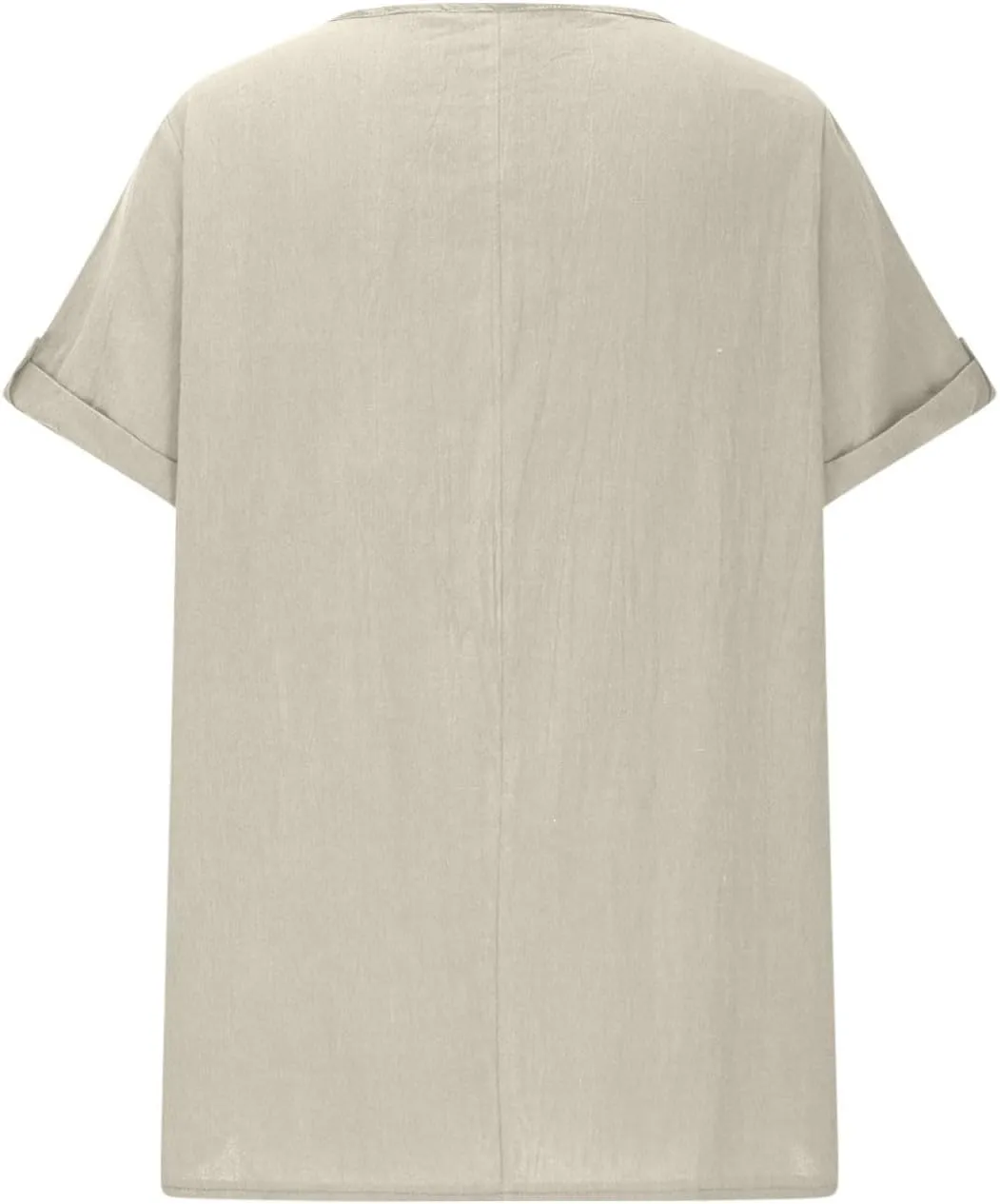 Women's Cotton Linen T Shirts Summer Crew Neck Rolled Short Sleeve Blouses Casual Loose Solid Basic Tunics Tee Tops