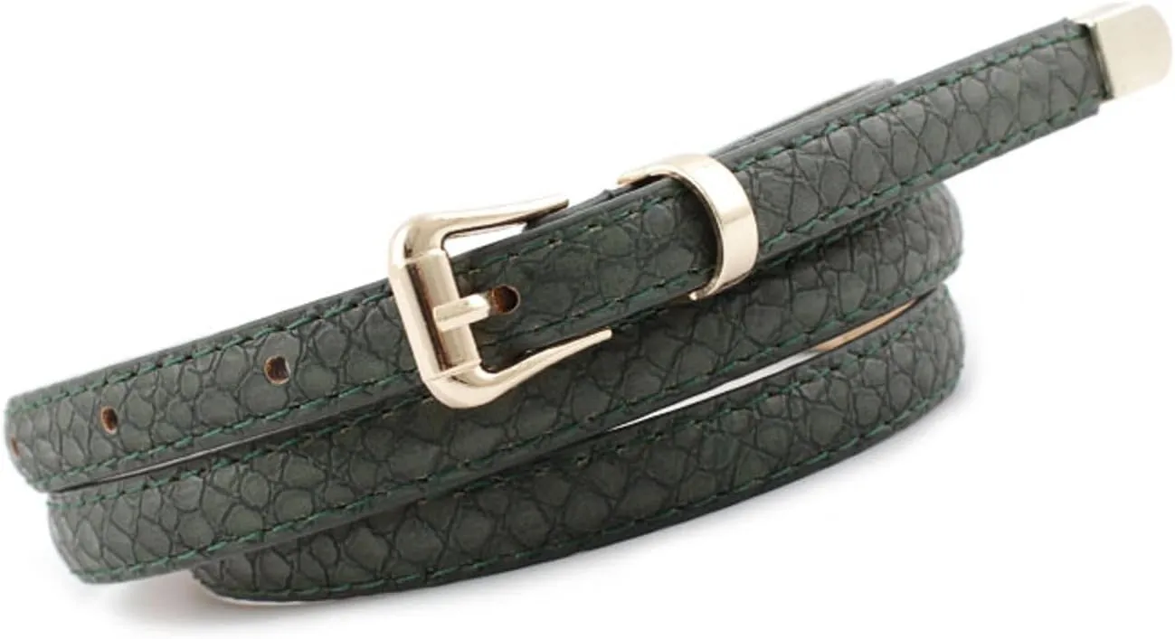 Women's Faux Leather Skinny Belt For Dress Snake Skin Metal Thin Belt Buckle Casual Summer Slimming Elegant