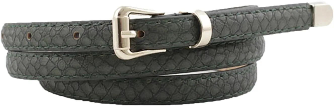 Women's Faux Leather Skinny Belt For Dress Snake Skin Metal Thin Belt Buckle Casual Summer Slimming Elegant