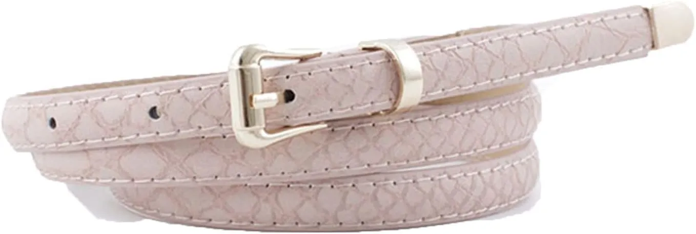 Women's Faux Leather Skinny Belt For Dress Snake Skin Metal Thin Belt Buckle Casual Summer Slimming Elegant