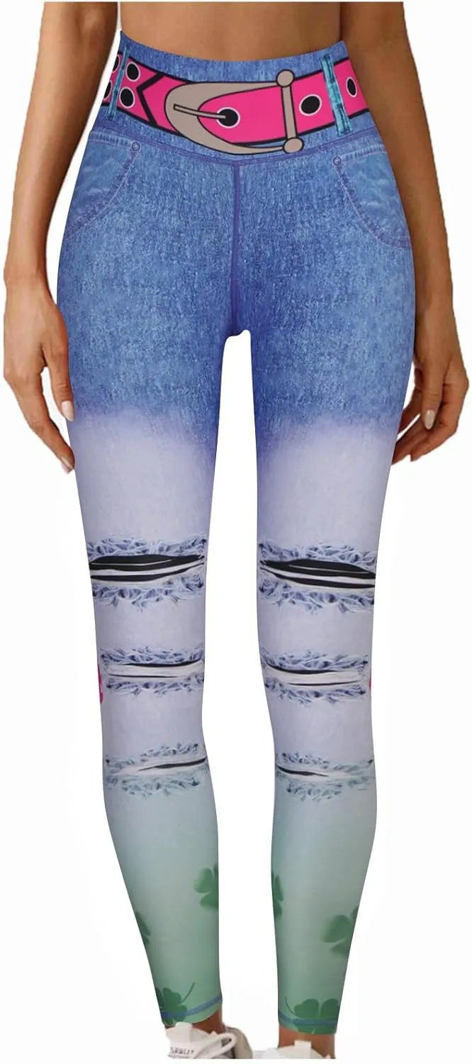 Womens Jeans Stretchy Tummy Control Skinny Denim Jeans Trendy Classic High Waisted Straight Leg Trousers