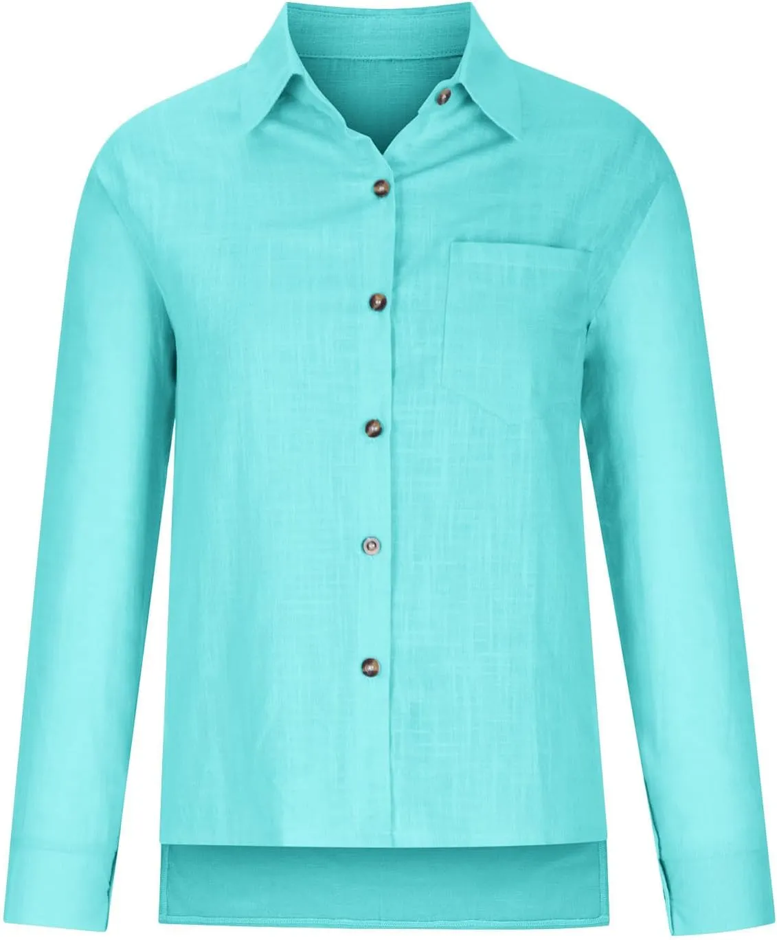 Womens Long Sleeve Cotton Linen Shirts V Neck Button Down Blouse Casual Collared Work Tops Loose Fit Casual Tshirt