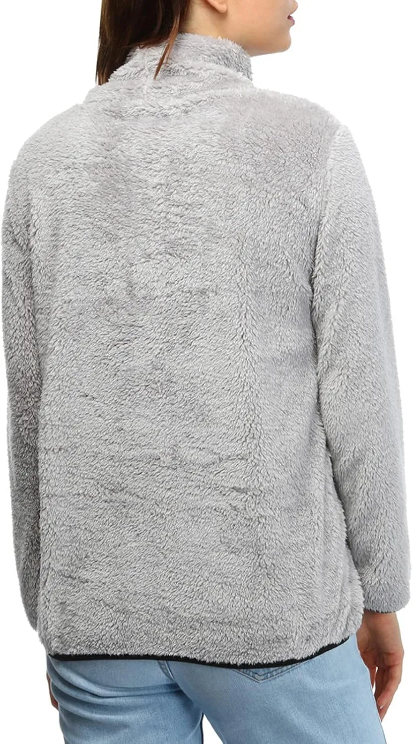 Women's Oversized Sherpa Fuzzy Fleece Sweatshirts Long Sleeves Turtleneck Casual Pullover Sweater Winter Fluffy Warm Outwear