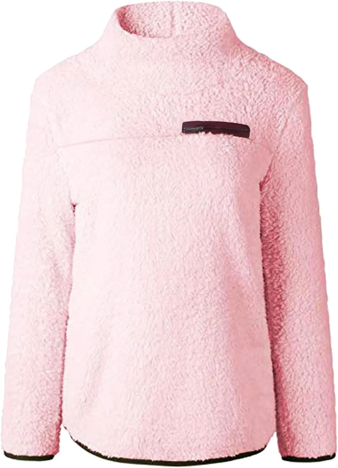Women's Oversized Sherpa Fuzzy Fleece Sweatshirts Long Sleeves Turtleneck Casual Pullover Sweater Winter Fluffy Warm Outwear