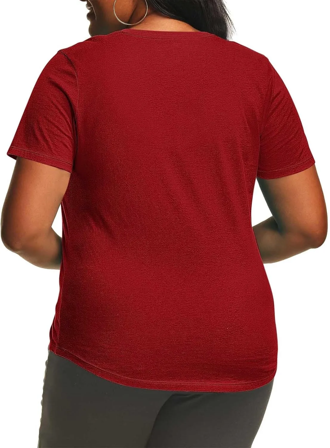 Women's Plus Size Summer Tops Round Neck Short Sleeve Tee Shirt Trendy Casual Loose Comfy Solid Color Basic Shirts