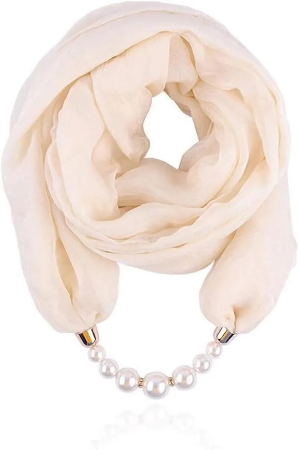 Women's Scarves Multi-purpose Unique Pendant Scarf Necklace Stylish Infinity Scarf with Jewelry Accessory