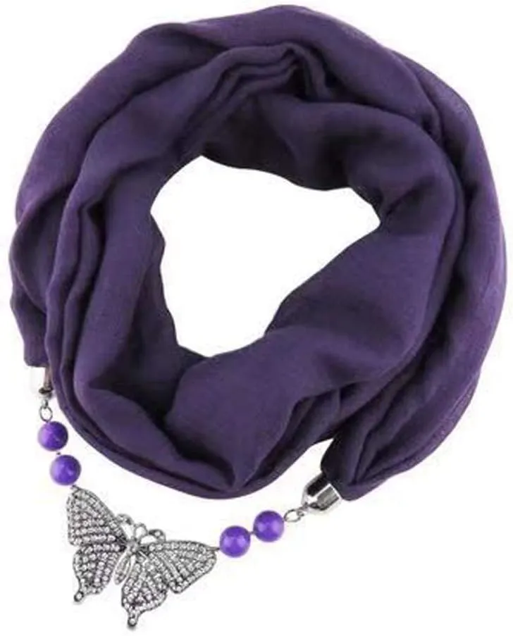 Women's Scarves Multi-purpose Unique Pendant Scarf Necklace Stylish Infinity Scarf with Jewelry Accessory