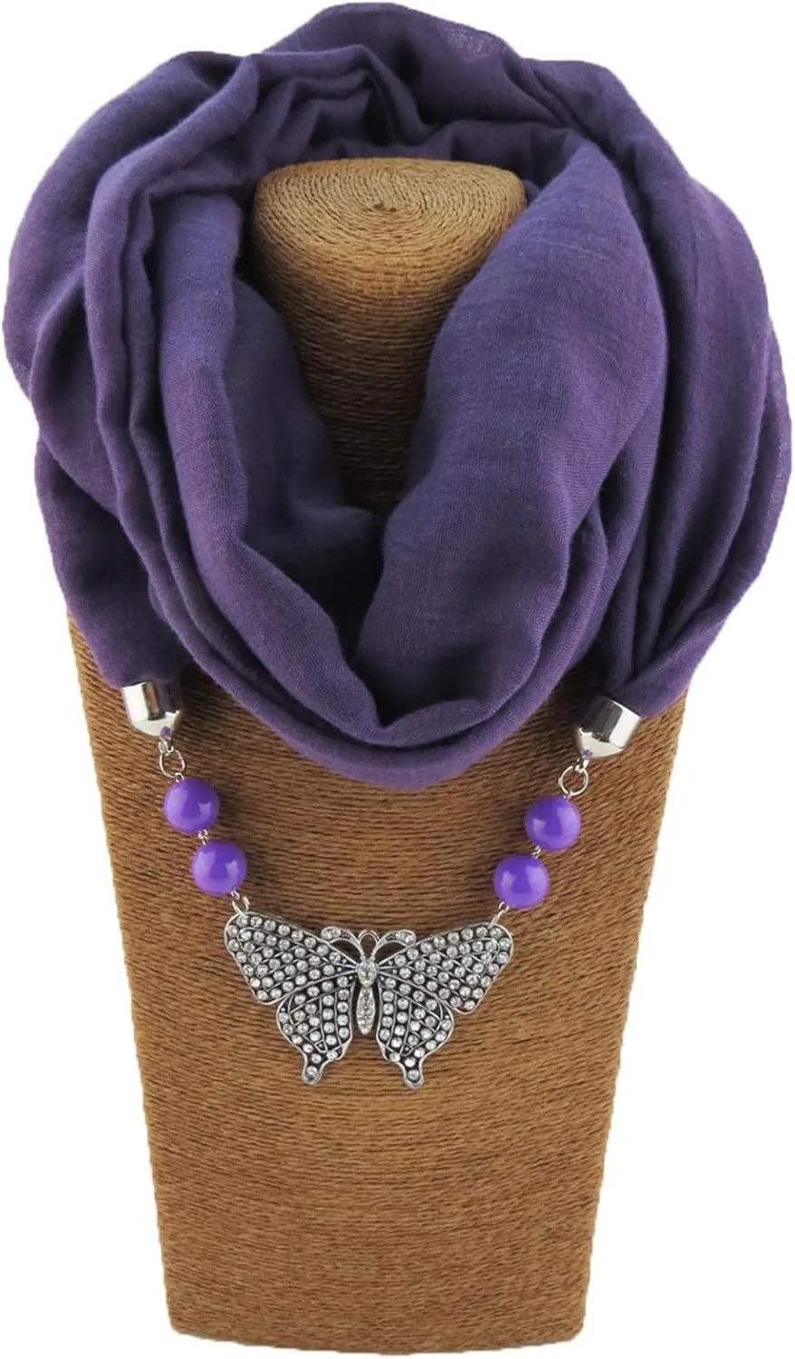 Women's Scarves Multi-purpose Unique Pendant Scarf Necklace Stylish Infinity Scarf with Jewelry Accessory