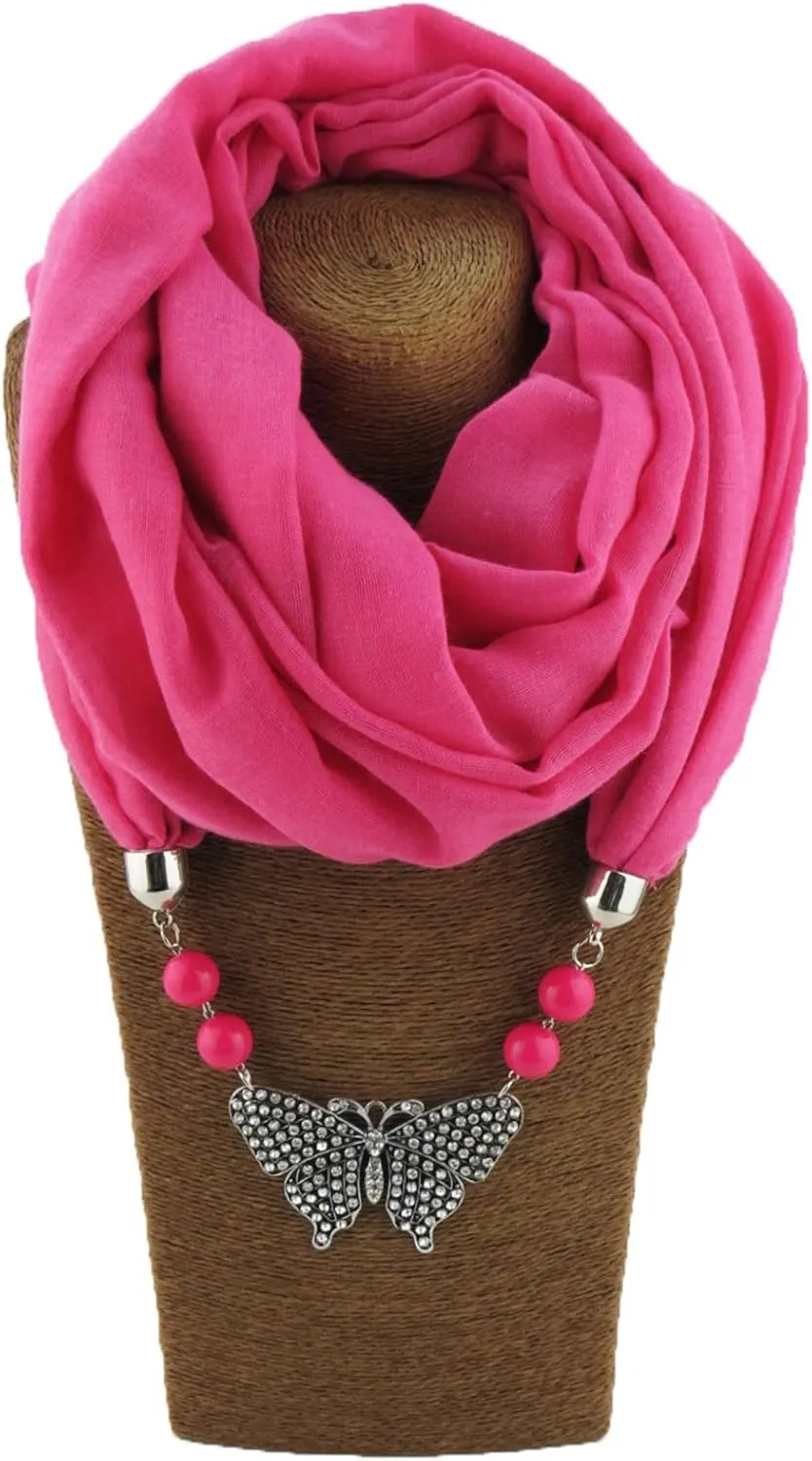 Women's Scarves Multi-purpose Unique Pendant Scarf Necklace Stylish Infinity Scarf with Jewelry Accessory