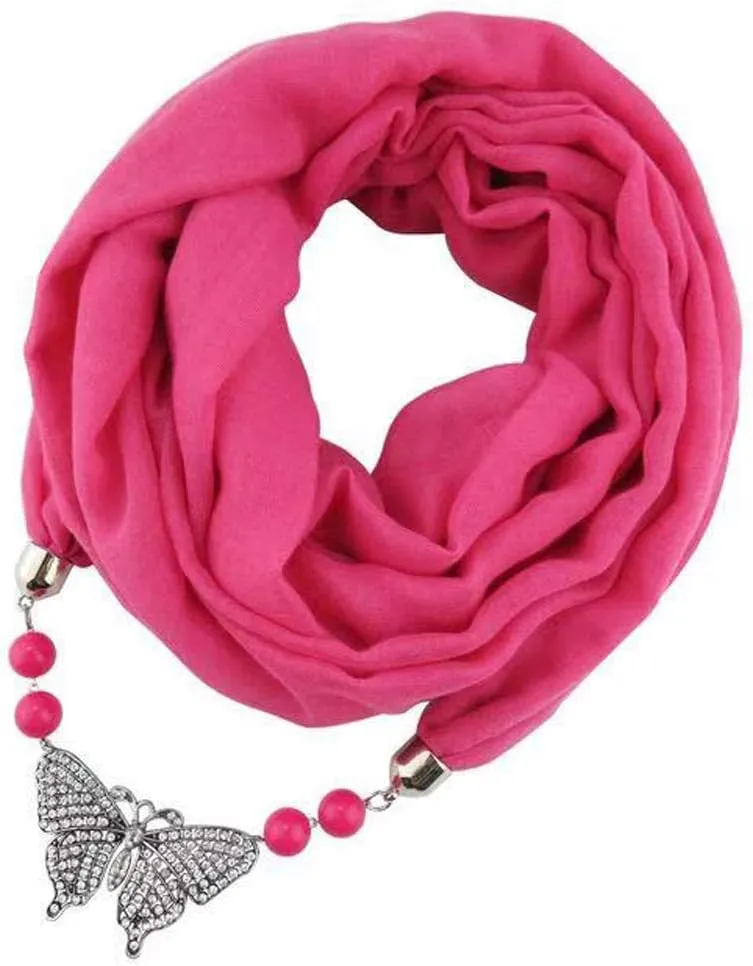 Women's Scarves Multi-purpose Unique Pendant Scarf Necklace Stylish Infinity Scarf with Jewelry Accessory