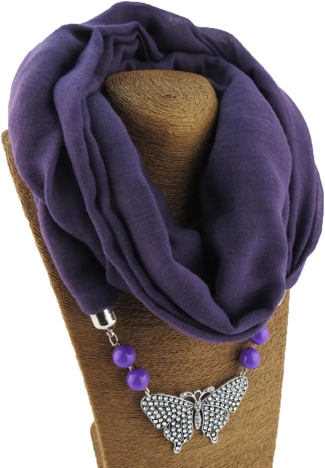 Women's Scarves Multi-purpose Unique Pendant Scarf Necklace Stylish Infinity Scarf with Jewelry Accessory