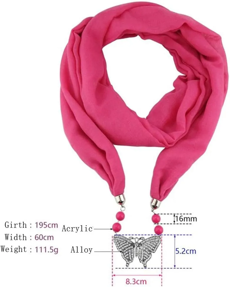 Women's Scarves Multi-purpose Unique Pendant Scarf Necklace Stylish Infinity Scarf with Jewelry Accessory