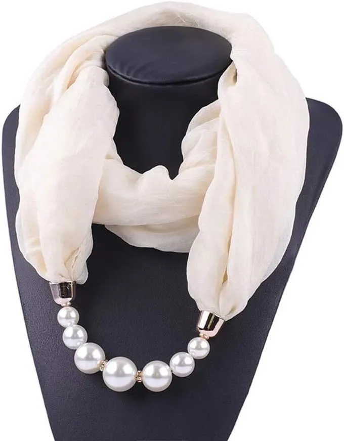 Women's Scarves Multi-purpose Unique Pendant Scarf Necklace Stylish Infinity Scarf with Jewelry Accessory