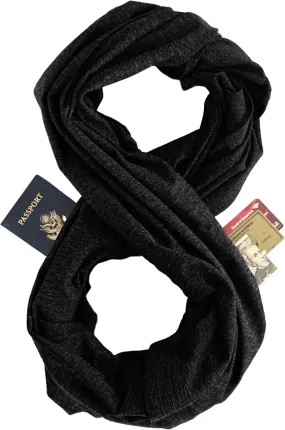 Zero Grid Infinity Travel Scarf Loop with Hidden Zipper Pockets for Passport, Phone, Cash, Cards